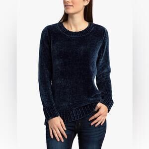 Orvis Dark Blue Classic Crewneck Knit Chenille Pullover‎ Sweater Size L